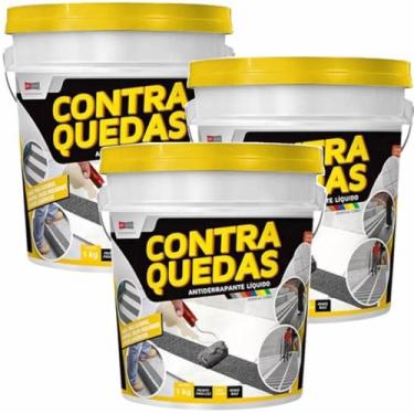 Imagem de Kit 3 antiderrapante liq. contra quedas fita dry cinza medio 1kg - Dry