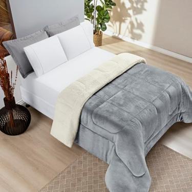 Imagem de Coberdrom Casal Queen Manta Flannel Edredom Pele de Carneiro Cobertor Macio (Cinza)