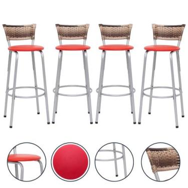 Imagem de Kit 4 Cadeira Banquetas Para Cozinha Americana Banco Balcão Bar Area G