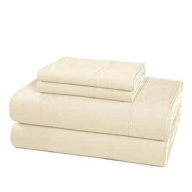 Imagem de Casa Platino Jogo de lençol solteiro 100% algodão egípcio GG - 4 peças (1 lençol liso, 1 elástico, 2 fronhas) - 800 fios - conjunto de lençóis de cama de cetim ultra suave com bolsos profundos de 38