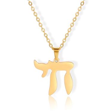 Imagem de Amaxer Colar ajustável com símbolo hebraico chai para bar Bat Mitzvah, aço inoxidável, judaísmo, joia religiosa, Medium, Aço inoxidável, Sem Pedra Preciosa