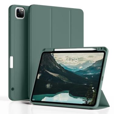 Imagem de GKABXY Capa para iPad Pro 11 polegadas 2022/20221/2020 (4ª/3ª/2ª) com suporte para lápis, carregamento e hibernar/despertar automático para Apple Pencil | Capa protetora de TPU macio | Capa traseira à