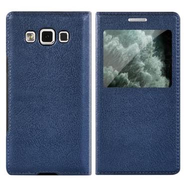 Imagem de Capa flip de couro transparente para Samsung Galaxy S22 Ultra 5G S21 Plus S20 FE S10 Lite S10e S9 S8 S7 Edge S6, azul escuro, para S22