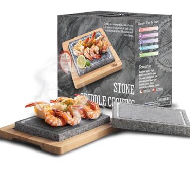 Imagem de Artestia - Conjunto de pedras de cozinha duplas em um conjunto de pedras quentes e chifes de luxo para churrasco/churrasco/hibachi/bife (um conjunto de luxo com duas pedras)