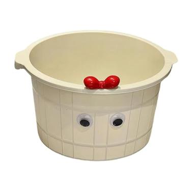 Imagem de KiBcsLic Banheira de massagem para pés (8,66 polegadas de altura) leve e multifuncional com pontos de massagem Banheira de imersão para pés resistente para SPA, Branco