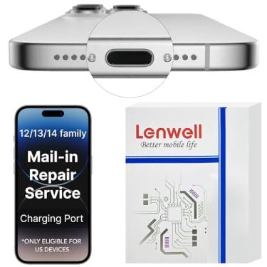 Imagem de Lenwell Serviço de reparo por correio com porta de carregamento de substituição para iPhone 12/13/14 porta de carregamento USB família substituição de montagem completa, serviço de reparo profissional
