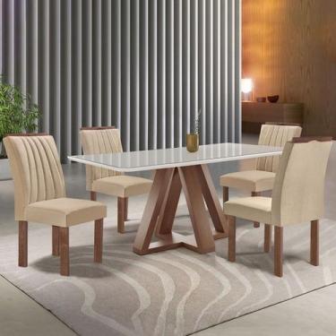 Imagem de Mesa de Jantar 4 Lugares Kyra/Arizona com Vidro Chocolate/Off White/Su