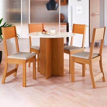 Imagem de Mesa de Jantar 4 Lugares Freijó/Off White 10085.1 - Indékes, Marrom