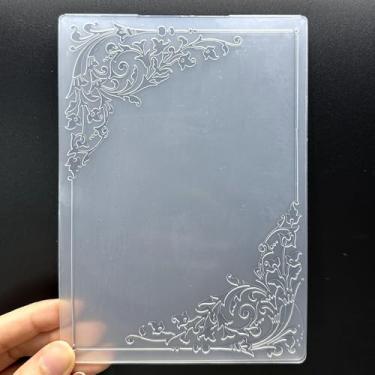 Imagem de Modelo de pasta em relevo de plástico 3D textura de borda de canto de flor retrô tamanho A6 para fazer cartões, faça você mesmo, scrapbook, papel, artesanato, artesanato, scrapbook, artes, decoração