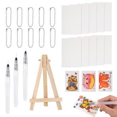 Imagem de 24 Peças Kit de Pintura com Textura Espuma Mágica, Tinta 3D Fofa com Esponja Lona Correntes Contas Canetas Água Mini Cavalete para Artesanato Infantil e Projetos DIY (Retangular)