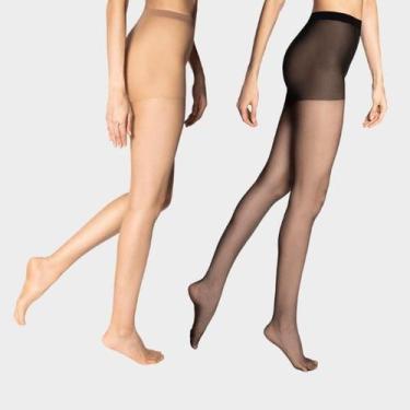 Imagem de Kit 4 Pares Meia Calça Fio 15 News Com Lycra Loba Lupo, G, Natural, Pr