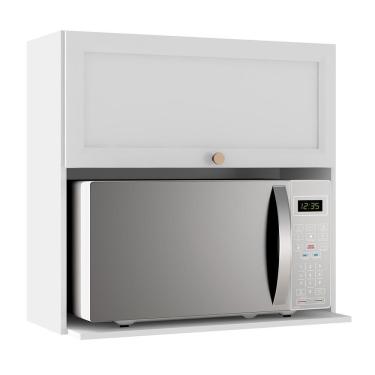 Imagem de Armário Aéreo Micro-ondas Unna 1 Porta 80cm Branco - Poliman Móveis Branco