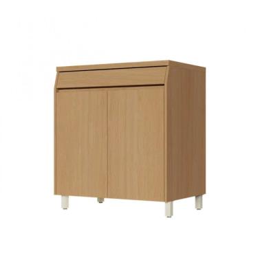 Imagem de Balcão Com Tampo Simone Mendes 2 Portas 1 Gaveta 80cm Carvalho Greige Nesher