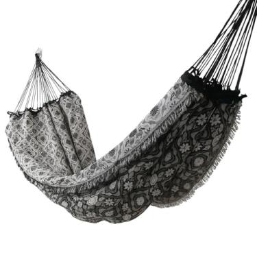 Imagem de Rede Descanso Rede De Dormir Rede De Descanso para Casal Indiana Verde Gigante Varanda(cru com preto)