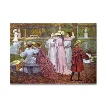 Imagem de A Reading In The GardenThéo van Rysselberghe: Impressão em tela neoimpressionista belga chave 50 x 70 cm sem moldura