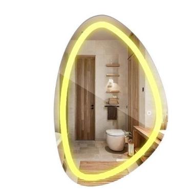 Imagem de Espelho Organico Jateado Com Led Frontal Botão Touch Screen Lapidado D