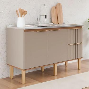 Imagem de Gabinete de Cozinha 2 Gavetas Ripado 144cm Madeira 100% Mdf - Rainha d