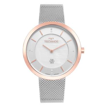 Imagem de Relógio Technos Feminino Ref:1l22wp/1b Slim Safira Bicolor