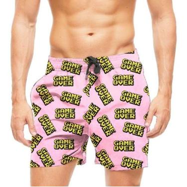 Imagem de Short Praia Shorts Banho Game Over Fim De Jogo 826 - smoke, Preto, G 4