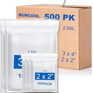 Imagem de 500 sacos de plástico pequenos, 5 x 5 cm e 7,6 cm x 10 cm, bolsa de joias resselável transparente com 5 mm de espessura, sacos com zíper transparentes para fotos, joias, padaria, pílulas