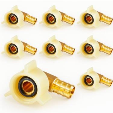 Imagem de Fabbay Pacote com 8 Acessórios Pex Adaptador Roscado Fêmea de 1/2 Polegada 1/2 Npt Cotovelo Giratório Rosqueado Fêmea Latão Conexões de Crimpagem Conector de Torneira Pex para Tubos de Linha de Água
