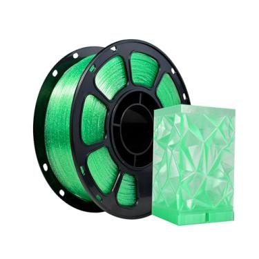 Imagem de iBOSS Filamento da série Flash Point, filamento de impressora 3D verde transparente PLA Plus 1,75 mm, bobina transparente PLA+ cintilante de 1 kg/2,2 lb, serve na maioria das impressoras 3D FDM, verde