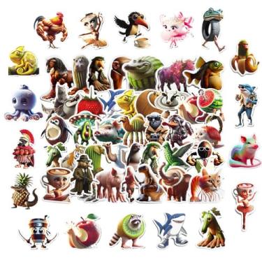 Imagem de 100 peças de adesivos italianos Brainrot – Decalques à prova d'água de vinil de animais engraçados não repetidos, fosco e brilhante, presente de Natal para laptop, garrafa e diário (Mix 100)