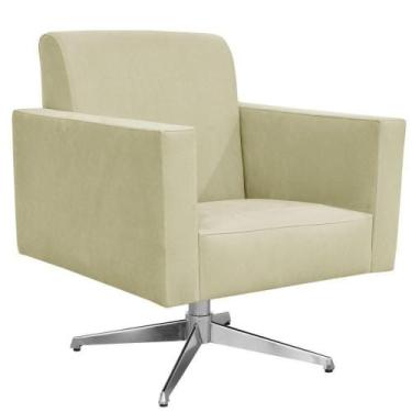 Imagem de Poltrona Com Base Giratória Para Sala De Estar Suede Bege - LYAM DECOR