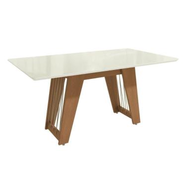 Imagem de Base Mesa De Jantar Cinara C- Tampo Madeirado C- Vidro 160x90cm Canela-vidro Off White - Kappesberg