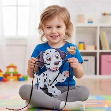 Imagem de Brinquedo Pedagógico Educativo Em Madeira Alinhavo Animais E Objetos (Cachorro)