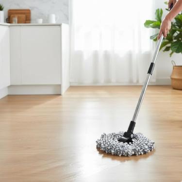 Imagem de Refil de Microfibra para Mop Giratório 360°, 8 Litros, Compatível com Pisos Frios, Madeira e Porcelanato, 13,5 x 27 cm