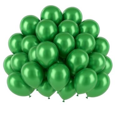 Imagem de Bexigas Metalizadas 10" 25,50,75,100 Unidades Cromadas e Reforçadas Para Festa,Aniversário,Casamento,Painel(50,Verde Escuro)
