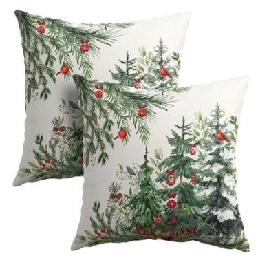 Imagem de Capa de travesseiro Granbey Christmas Tree 60x60cm Algodão e Linho x2