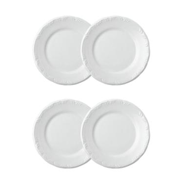 Imagem de Jogo 4 Pratos Rasos Pomerode Brancos 25,6 cm Porcelana Schmidt