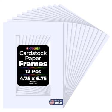 Imagem de Hygloss Pacote com 12 molduras de papel, porta-retratos de papelão branco, 12 x 16,75 cm, molduras de papel para decorar casamentos, aniversários, artesanato e decorações em sala de aula