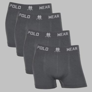 Imagem de Kit 4 Cuecas Boxer Masculina Polo Wear Premium Confortável, Chumbo, G 