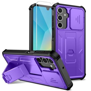 Imagem de ONOLA Capa compatível com Samsung Galaxy A17 / A16 / A26 5G com protetor de tela HD e suporte e capa de câmera deslizante, capa de telefone resistente para GalaxyA17 / A16 / A26 5G, roxo