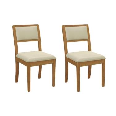 Imagem de Cadeira De Cozinha Alice 2cmm006ca Premium Madeira Maciça Kit 2 Un Carvalho-linho Bege Argila - Kappesberg