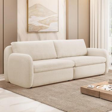 Imagem de Sofá 4 Lugares Orgânico Sala De Estar Living 276cm Eliot F04 Linho Tramado Creme - Lyam Decor