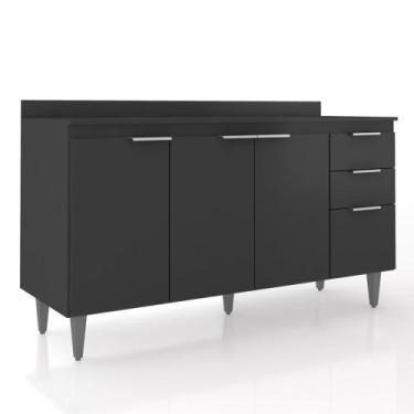 Imagem de Balcão de Cozinha Com Tampo 150cm Pérola Preto Z34 - Mpozenato, Preto,