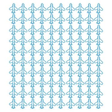 Imagem de 100 peças clipes de papel fofos em forma de avião design de fio coberto de plástico clipes de papel extravagantes de cor brilhante para fazer cartões de scrapbooking, projetos de (Azul)