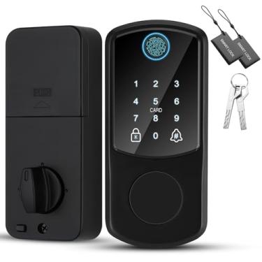 Imagem de Fechadura inteligente, quatro em um (impressão digital + senha + cartão IC + chave mecânica), travamento automático, fonte de alimentação de emergência USB, campainha, navegação por voz