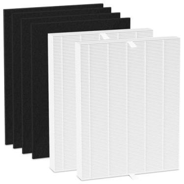 Imagem de HODSEUKIN Kit de filtro HEPA verdadeiro de substituição AIR108 compatível com purificador de ar Oreck AirInstinct 108, 75, 100, 200 com 2 filtros Ture HEPA e 4 pacotes de pré-filtros de carbono (2HEPA