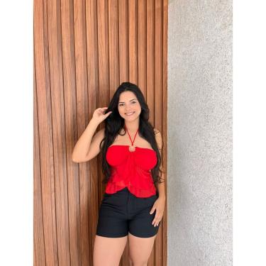 Imagem de Cropped Com Bojo Em Renda Arco No Busto Amarração Pescoço