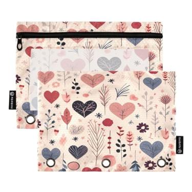 Imagem de Wassud Pacote com 2 pastas de fichário coloridas em formato de corações com 3 furos, pasta organizadora de arquivos para casa, escritório