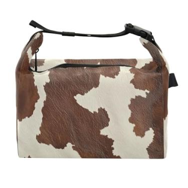 Imagem de STAYTOP Lancheira com textura de vaca com fivela de alça, lancheira isolada para meninos e meninas, lancheira térmica para trabalho escolar