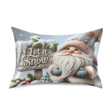 Imagem de Travesseiros de inverno fofos de gnomo de neve padrão queen king size fronhas de cetim para resfriamento de cabelo presentes modernos roupa de cama king size 101,6 cm x 50,8 cm
