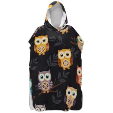 Imagem de Joisal Poncho de surfe para adultos trocador de roupa de praia com capuz toalha floral plus size adulto ponchos para mulheres bonito boho coruja