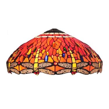Imagem de Abajur de libélula laranja de 45 cm, estilo Tiffany, em vitral, peça única feita à mão em vidro mediterrâneo para substituição em luminárias de mesa, de chão e de cabeceira/leitura.