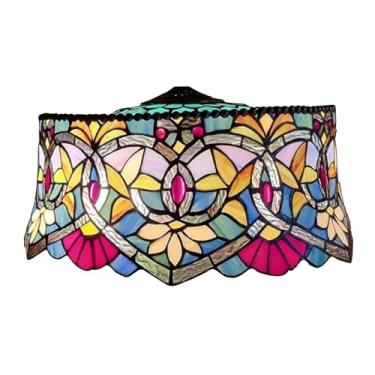 Imagem de Cúpula de abajur estilo Tiffany de 45 cm (18 polegadas), peça de reposição. Cúpula vintage em vitral barroco, ideal para luminárias de chão, mesa, pendentes, para leitura e iluminação de amb